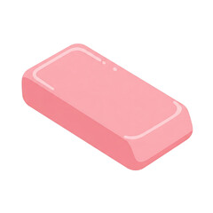 A pink rectangular eraser with rounded edges and simple design accents.