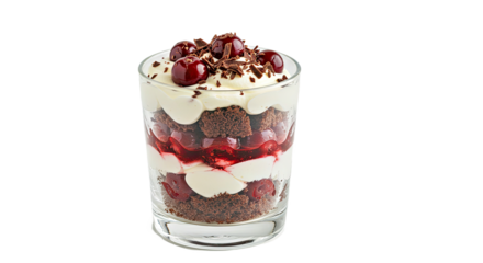 Close-up Black Forest Trifle in Glass - Rich Cake & Cherry Layers