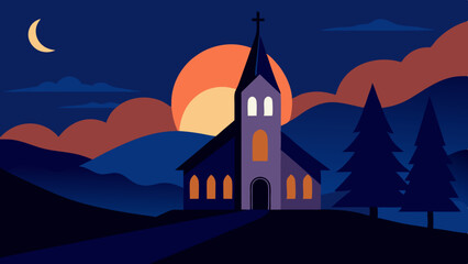 Naklejka premium church in the night
