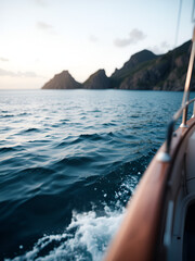 Fototapeta premium Out of focus seascape from a boat. Selective focus