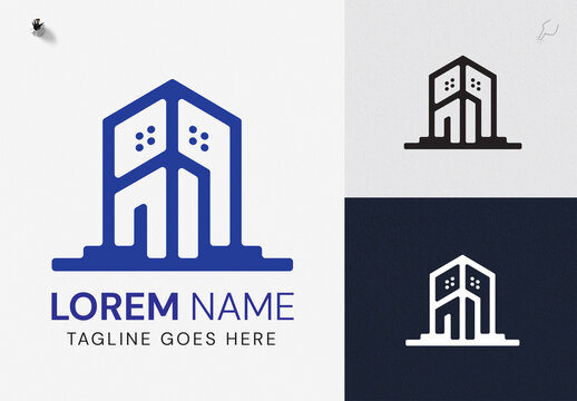 Realstate, Minimalist Building and Construction Logo Layout