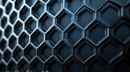 Modern geometric pattern in black shades showcasing hexagonal shapes with depth and shadow for design projects