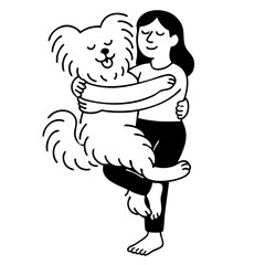 A dog and women doing yoga pose