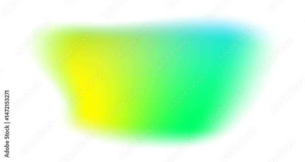 Poster blurred colored shape. mesh fluid liquid green abstract element. soft light holographic blob. neon b