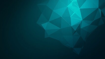 Fototapeta premium Futuristic teal triangle mesh with glowing edges and sharp symmetry, ideal for digital, UI, and technology-based presentations.