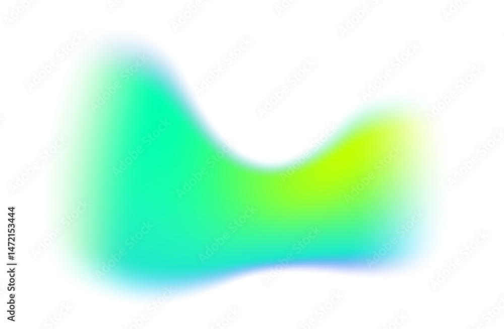Aufkleber blurred colored shape. mesh fluid liquid green abstract element. soft light holographic blob. neon b