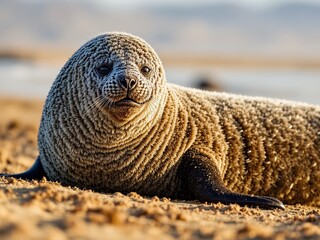 Seal Sunbathing on Norfolk Sandbank at Low Tide