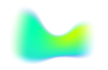 Blurred colored shape. Mesh fluid liquid green abstract element. Soft light holographic blob. Neon blend vibrant multicolor figure with aura