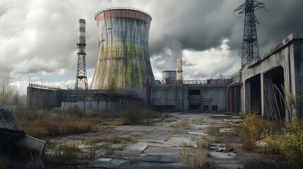 Obraz premium Abandoned power plant ruins