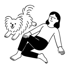 A dog and women doing yoga pose