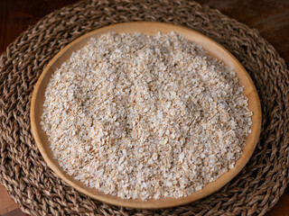 organic Instant Oatmeal or oat flakes pattern background.