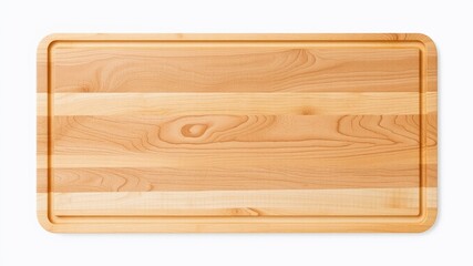 Rustic Wooden Cutting Board, Natural Grain, Flat Lay