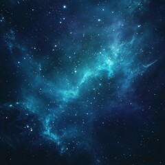 A mesmerizing cosmic nebula, swirling teal and blue gases illuminated by distant stars, creates a breathtaking celestial landscape perfect for science fiction or fantasy backgrounds. : Generative AI