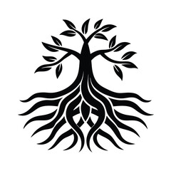 Obraz premium Stylized Tree of Life Roots Branches Symbol Nature Growth