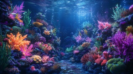 Naklejka premium Vibrant Coral Reef Underwater Scene