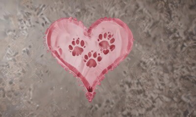 Heart-shaped dog paw prints, Valentine's Day theme ,  graphic,  stock