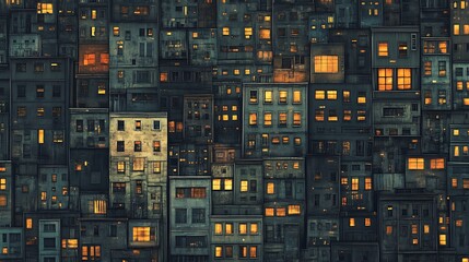City buildings nighttime view illustration