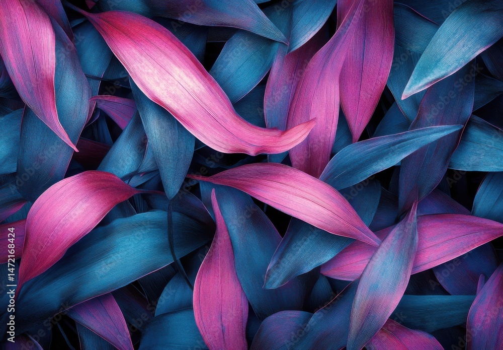 Poster vibrant pink and teal leaves create a lush, textured background ideal for design projects needing a 