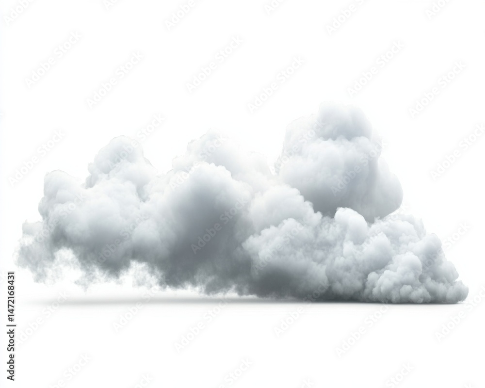 Fototapete a realistic digital rendering of a cumulus cloud formation, isolated on a white background, ideal fo