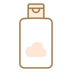 Illustration showing hair shampoo icon with color elements on white background