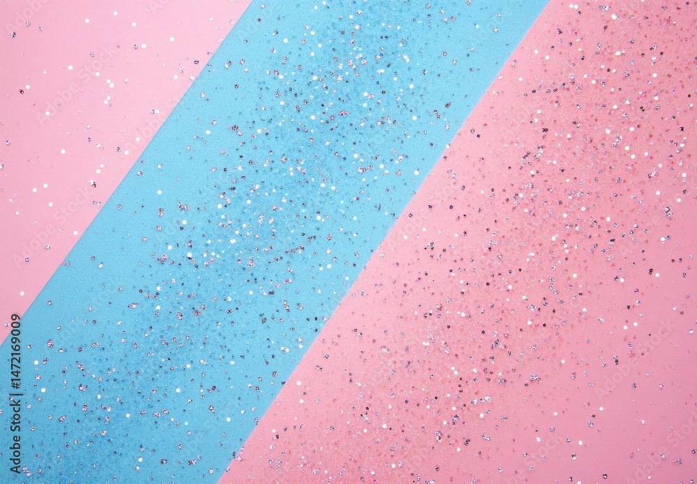 Aufkleber pastel pink and blue glitter scattered on diagonal lines across a textured surface, creating a vibra