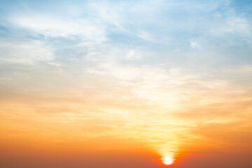 Beautiful , luxury soft gradient orange gold clouds and sunlight on the blue sky perfect for the...
