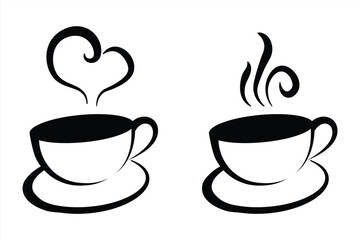 Cup of coffee or tea with swirl steam lines vector