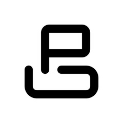 Illustration of a stylized abstract shape resembling a flag or a simplified letter b in bold black lines