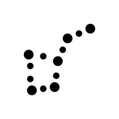 A minimalist design featuring a series of black circles arranged to form a stylized abstract shape art