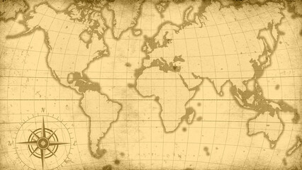 Obraz premium アンティーク調の世界地図背景素材