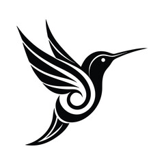 Elegant black hummingbird design illustrative vector depicting graceful flight and tribal inspired elements