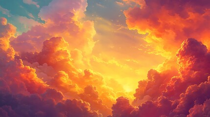 Fototapeta premium Vibrant Sunset Sky Cloudscape. (1)