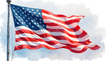 USA Flag Waving in the Wind