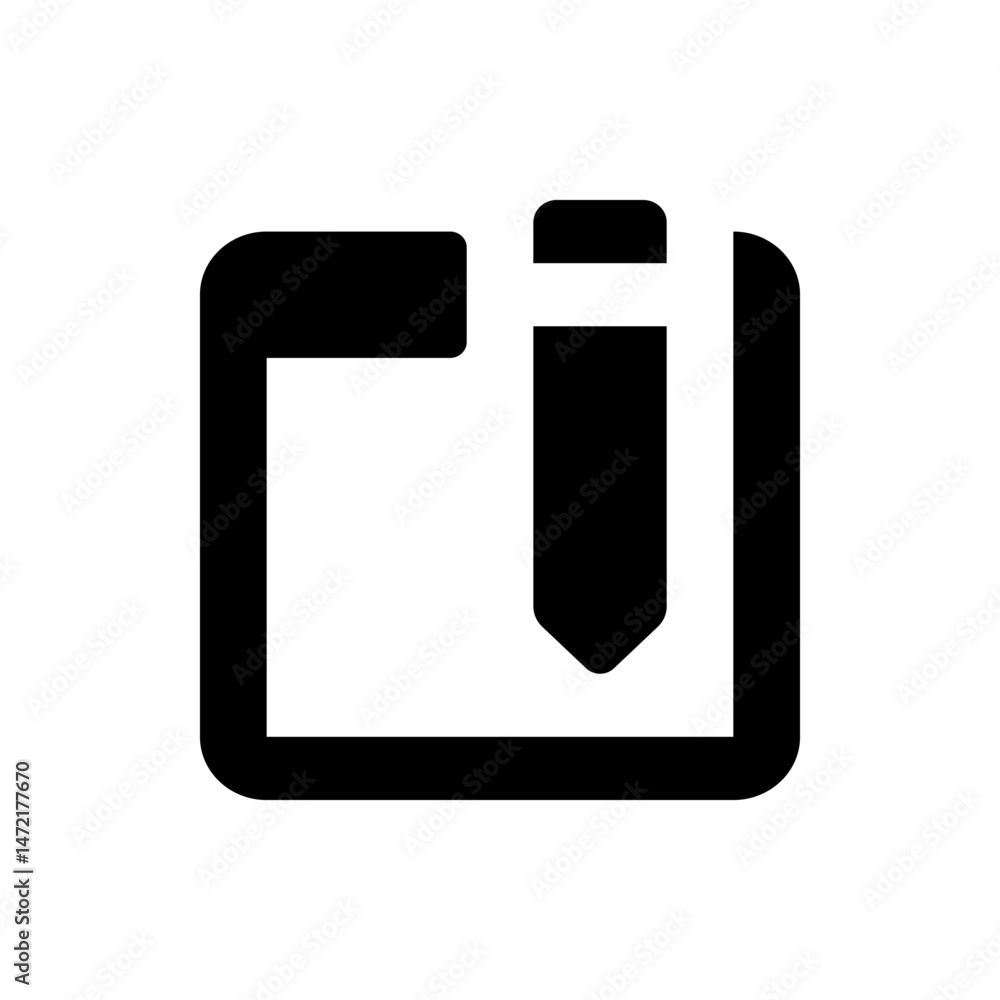 Aufkleber black and white icon of a square with rounded corners and a downward pointing arrow inside it design
