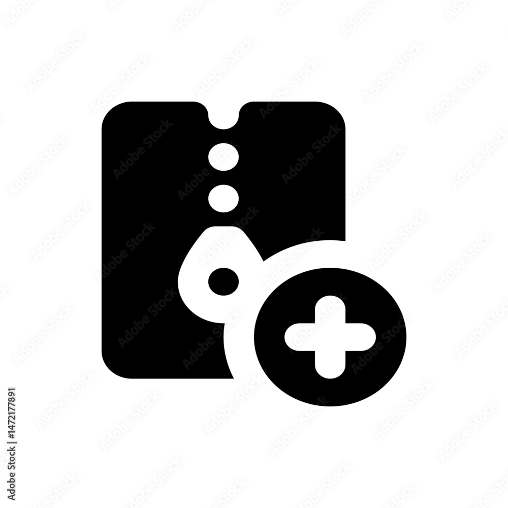 Poster black shirt icon with rounded edges and a plus sign indicating an addition or new item in the image 