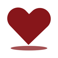 red love heart icon. for mobile and web design concept. vector illustration. with shadow