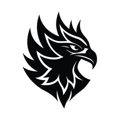 Bold and striking black eagle head silhouette illustration on white background symbolizing strength and power