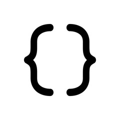 Illustration of a pair of black curly brackets facing each other on a white background in simple style