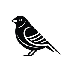 Clean minimalist black and white bird illustration for logos or branding purposes with stylish design