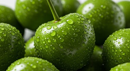 Fresh Green Fruit with Water Droplets Close-up