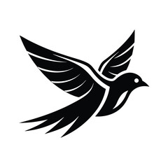 Elegant black and white bird in flight illustration ideal for modern logo design or emblems
