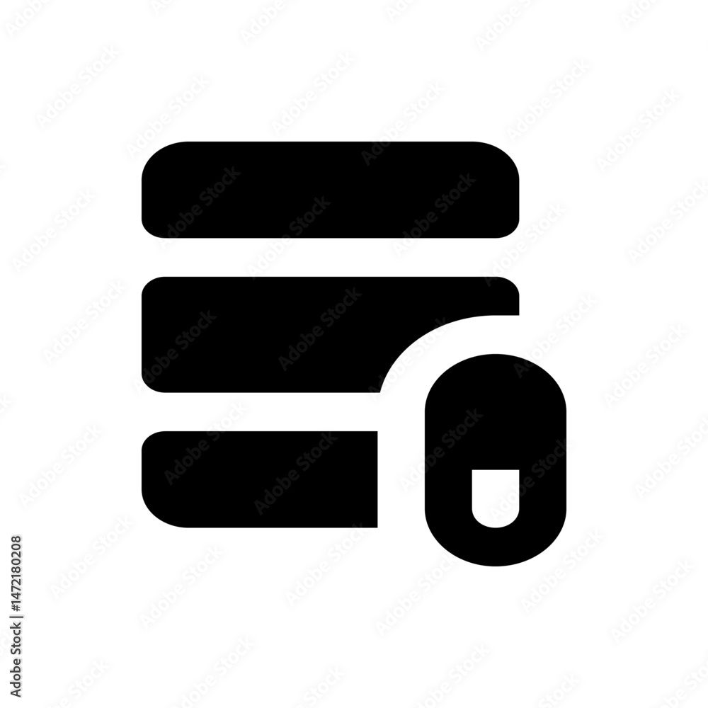 Poster black database icon with a white cursor hovering over it, suggesting interaction or selection action