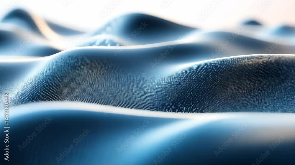 Poster smooth blue fabric waves serene design with calming texture and tranquil atmosphere