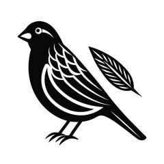 Elegant black and white bird silhouette vector illustration featuring a floating feather design