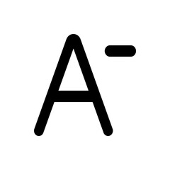 A bold black letter a with a minus sign to the right displayed on a plain white background simple design