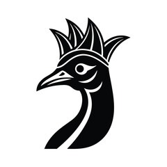 Elegant black and white stylized bird head vector illustration for design and branding purposes