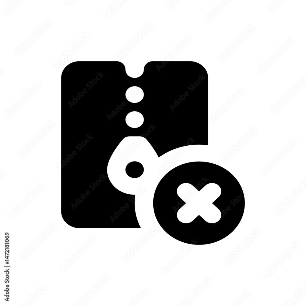 Poster a black icon of a shirt with buttons and a teardrop shape, overlaid with a circle and an x symbol ic