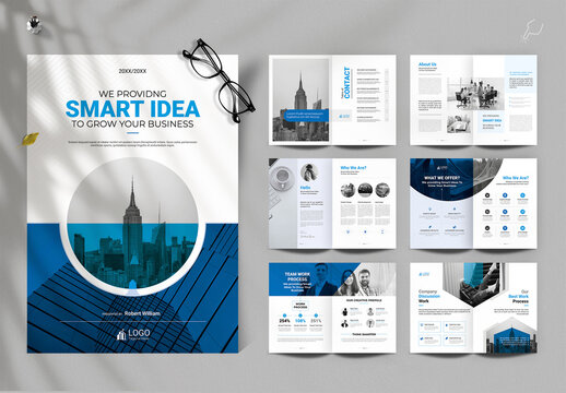 Modern Corporate Business Brochure Template, Company Profile wit hBlue Accent Design