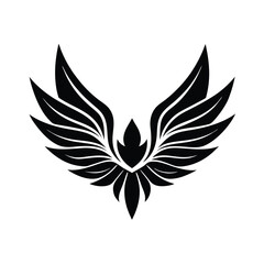 Fototapeta premium Elegant black and white winged design symbolizing freedom and protection isolated on white background