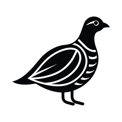 Stylized illustration of a partridges profile in black and white design representing nature and wildlife art